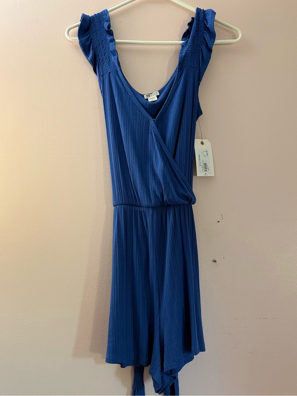 Billabong Blue Ribbed Wrap Romper NWT Size S